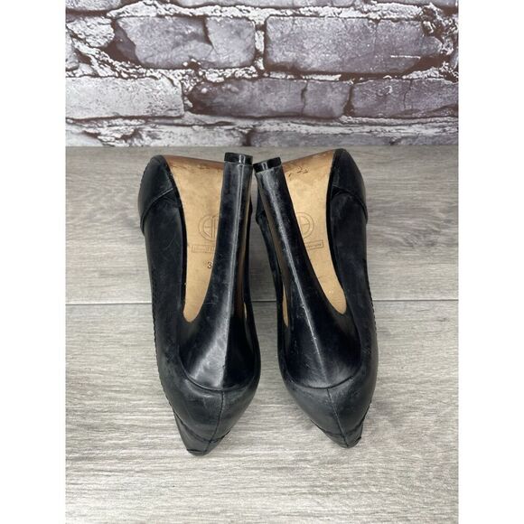 House of Harlow 1960 Black Leather Platform Peep Stiletto Heels Women’s 6.5/37EU - Picture 10 of 16